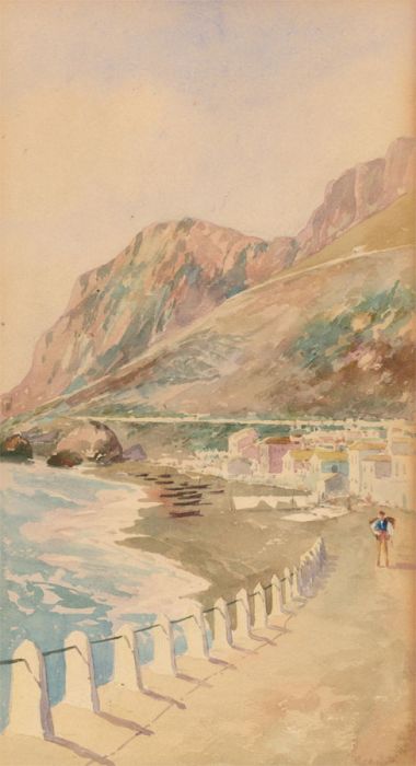 DIEGO MARÍN LÓPEZ- Granada 1865-1917 - Signed Mid 20th Century Watercolour, Spanish Coastline