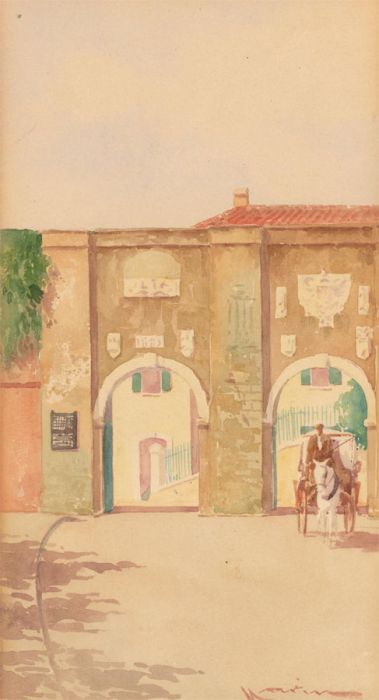 DIEGO MARÍN LÓPEZ- Granada 1865-1917 - Signed Mid 20th Century Watercolour, Spanish Street Scene