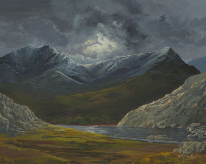 N.R Bowtell - Signed 1987 Acrylic, Llyn Ogwen, Wales