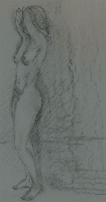 Renee Young - 20th Century Charcoal Drawing, Female Nude Figure