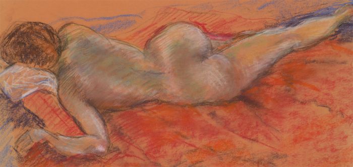 Renee Young - 20th Century Pastel, Female Nude on a Bed
