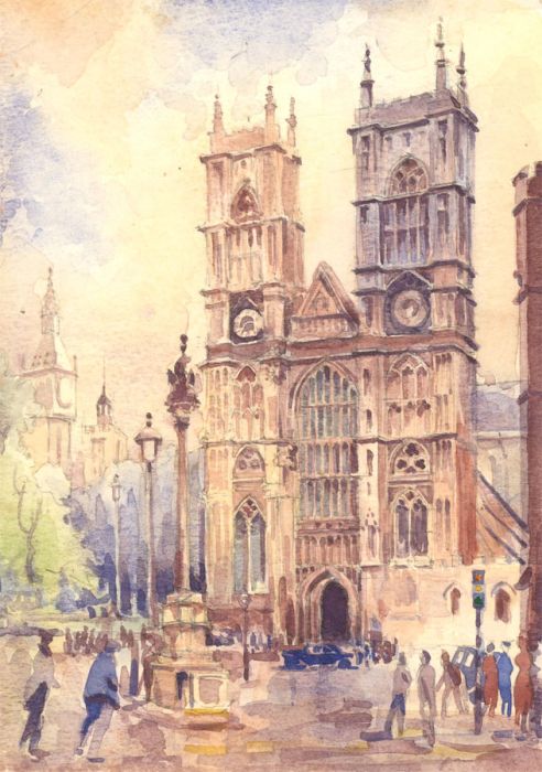 Eugene - 20th Century Watercolour, Westminster Abbey