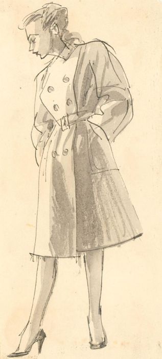 Mid 20th Century Pen and Ink Drawing - Fashion Illustration