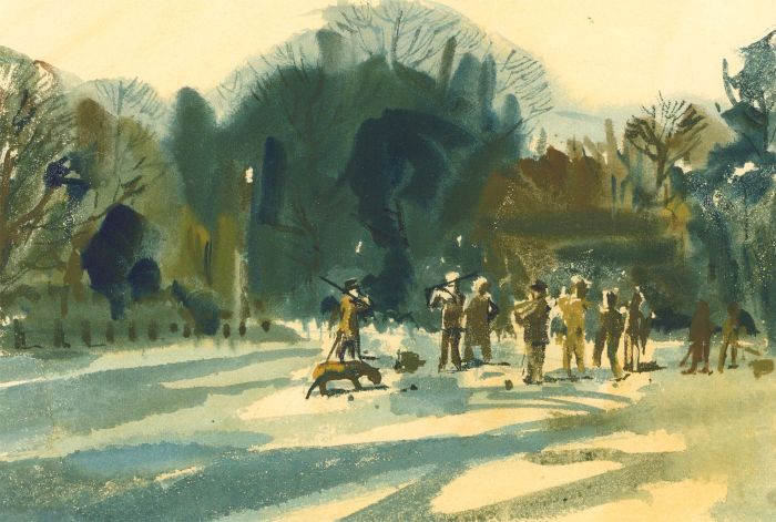 C. H. Thompson - 20th Century Watercolour, Shooting Party