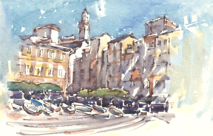 C.H. Thompson - Set of Two 1999 Watercolours, Portofino Harbour