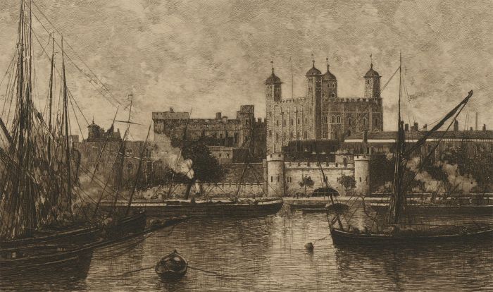 Lucien Gautier (1850-1925)  - Late 19th Century Etching, Tower of London