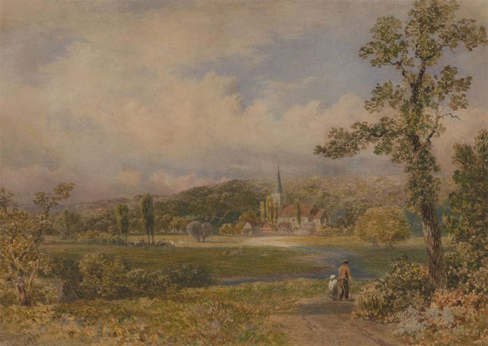 Charles Horwell Woodman (1823-1888) - 1874 Watercolour, English Country Scene