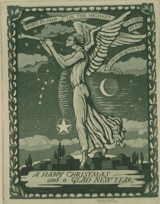 Philip Leslie Moffat Ward (1888-1978) - 1933 Aquatint, Christmas Card Design