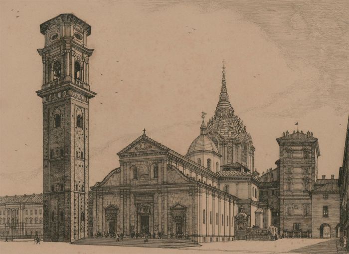 Antonio Carbonati (1893-1956) - 1930 Etching, Study of Turin Cathederal