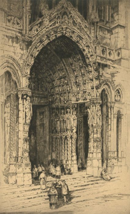 Andrew Fairbairn Affleck - Signed Early 20th Century Etching, Chartres Cathedral