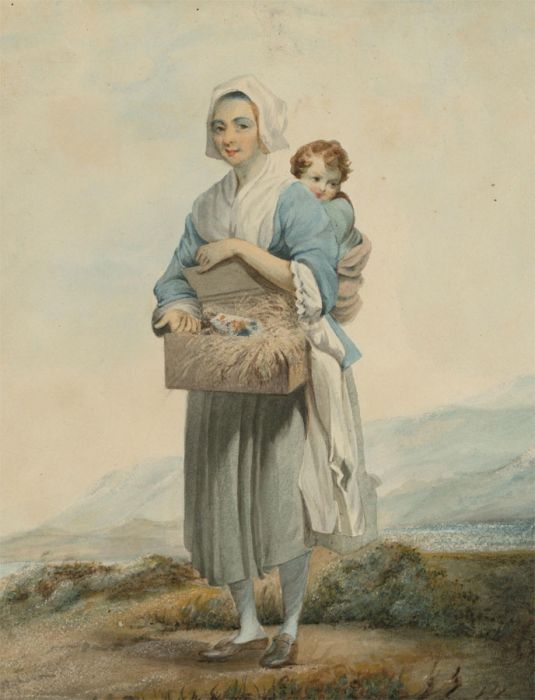 S. Wyborn - Mid 19th Century Watercolour, Mother & Child