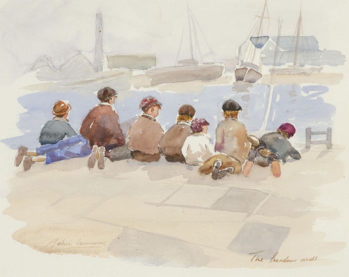 John Lawrence (b.1934) - Contemporary Watercolour, The Harbour Wall