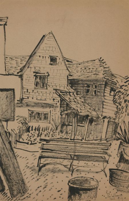 Paul Manousso - 1959 India Ink, Garden and Cottage