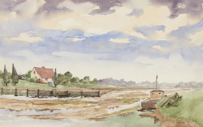 Harry Herbert - Signed 1991 Watercolour, The Mudflats