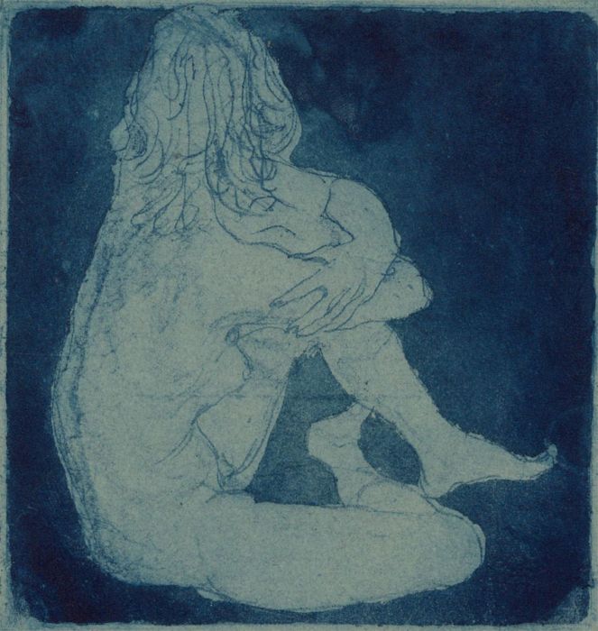 Ronald Olley (b.1923) - Signed c. 2000 Aquatint, Woman With The Blues