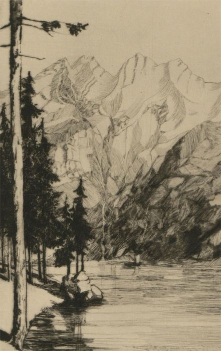 Mid 20th Century Etching - Swiss Lake
