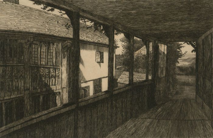 J.E - 1971 Etching, Balcony View