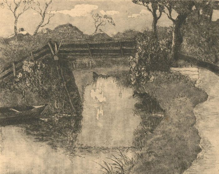 A. Toure - Early 20th Century Etching, Waterways in Giethoorn