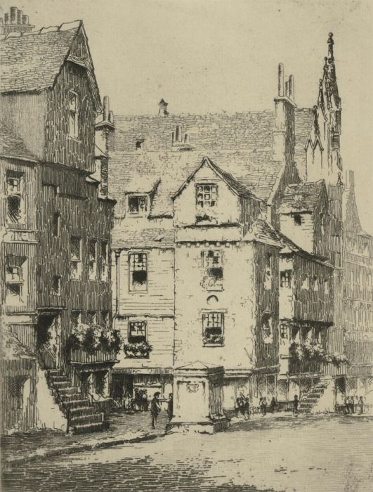 Edgar James Maybery RCamA (1887-1964)
 - Early 20th C Etching, John Knox's House