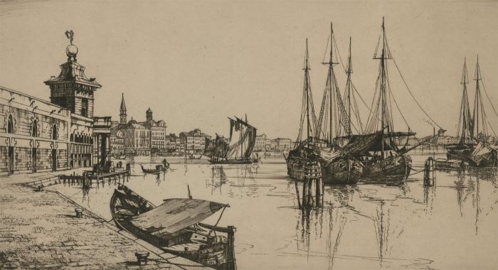 Kenneth Holmes OBE (1902-1994) - Etching, Giudecca Canal, Venice