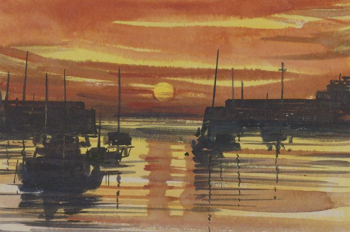 Clifford H. Thompson (1926-2017) - Contemporary Watercolour, Harbour Sunset
