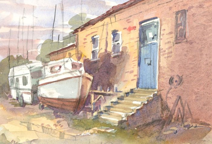 Clifford H. Thompson (1926-2017) - 2007 Watercolour, Street Scene with Boats