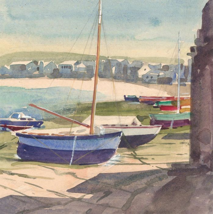 Clifford H. Thompson (1926-2017) - 2011 Watercolour, Beach with Sailing Boats