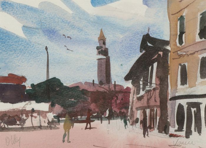 Ronald Olley (b.1923) - c. 2000 Watercolour, San Giorgio Maggiore,Venice