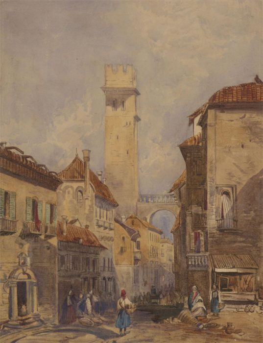 Late 19th Century Watercolour - Italian Street Scene