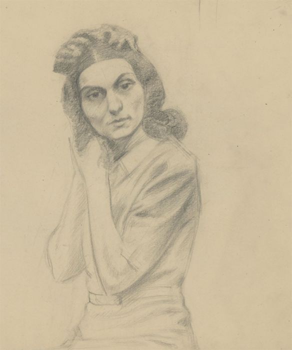 C. Healey - Mid 20th Century Graphite Drawing, Portrait of a Young Woman