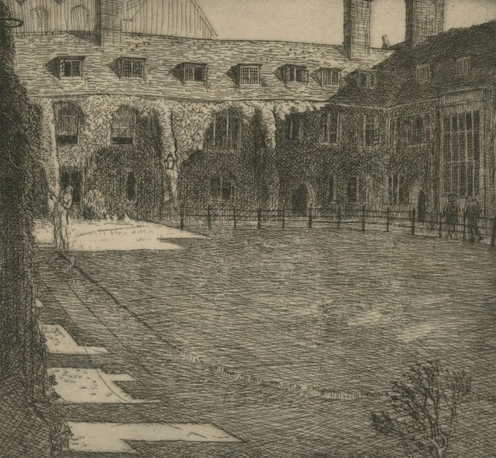 Sydney William Carline (1888-1929) - Etching, Cambridge College Courtyard