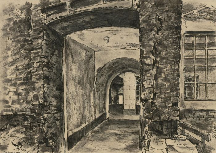 Maurice Sochachewsky (1918-1969) - 1951 Pen and Ink Drawing, Archway Enterance