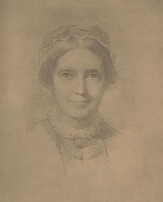 Mid 20th Century Graphite Drawing - Portrait of a Victorian Lady