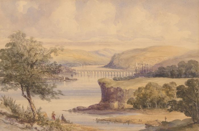 Attrib. William Callow (1812-1908) - Watercolour, Bideford Long Bridge