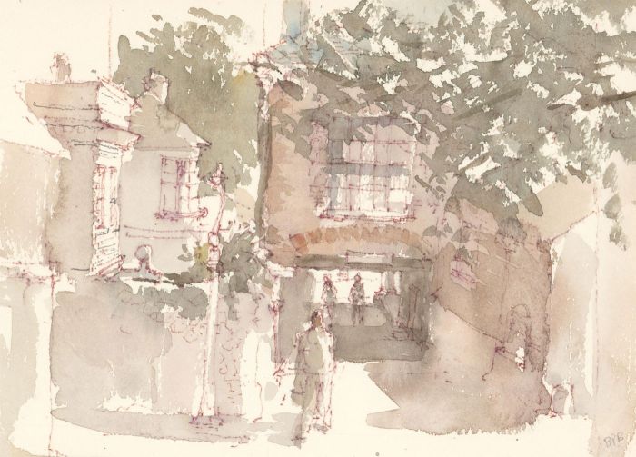 Bernard Philip Batchelor RWS (1924-2012) - 1975 Watercolour, Market Hill, Hythe