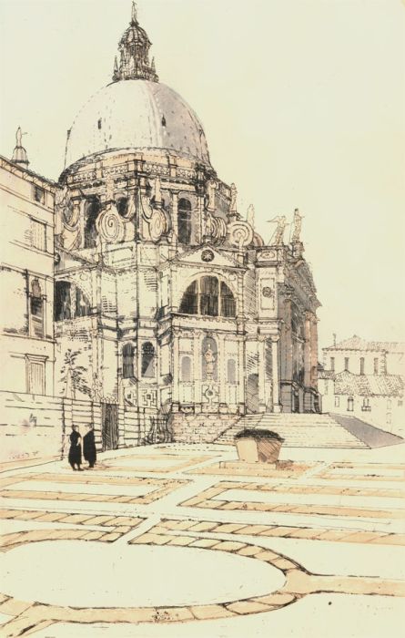 Richard Beer (1928-2017) - Signed  Etching, Santa Maria della Salute