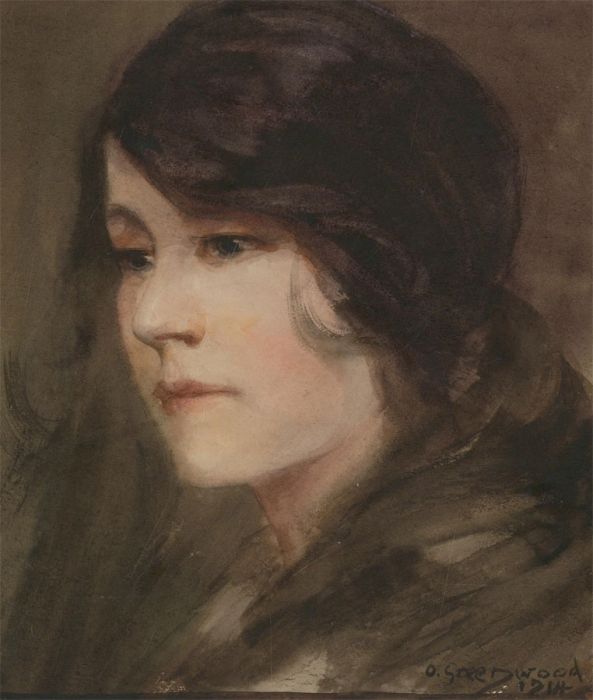 Orlando Greenwood RBA (1892-1989) - 1914 Watercolour, Young Woman