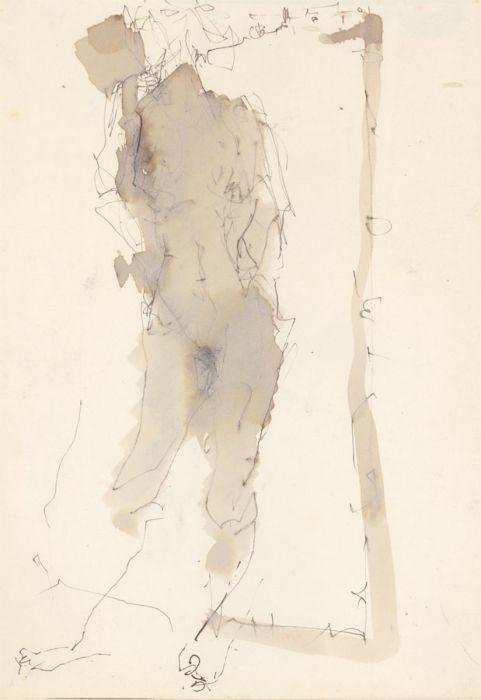 20th Century Pen and Ink Drawing - Standing Nude
