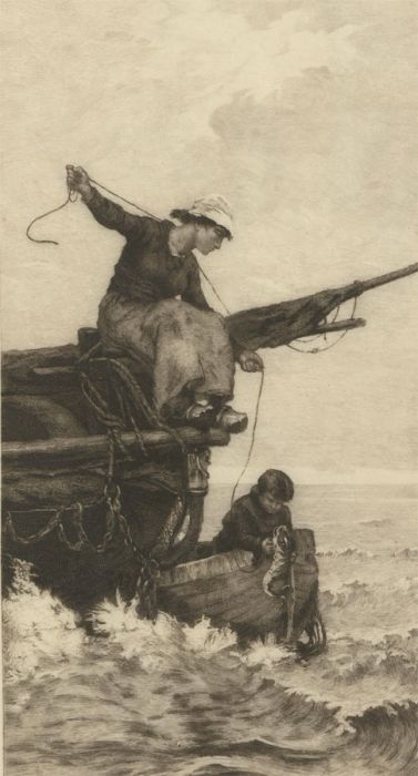 After Ulysse Butin (1838-1883) - 1888 Etching, A Catch at Sea