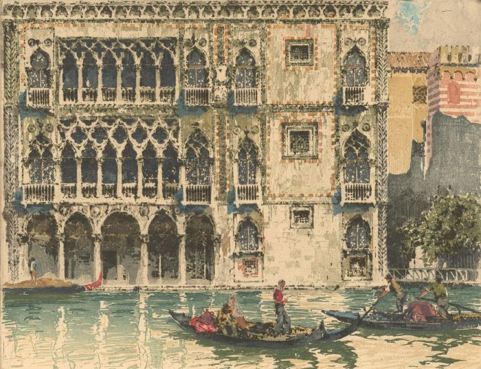 J. Wolf - Mid 20th Century Aquatint, Ca' d'Oro, Venice