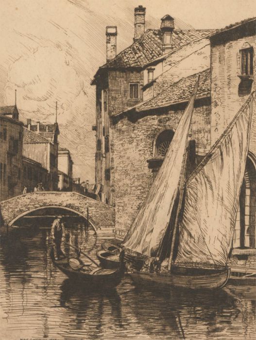 William Ralph E. Goodrich (1887-1956) - 1913 Etching, Italian Street Scene