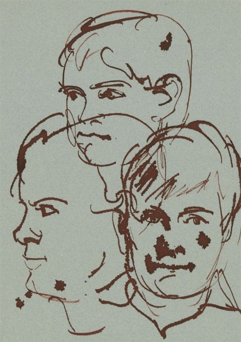 Ronald Olley (b.1923) - 20th Century Pen and Ink Drawing, Head Studies, Boy