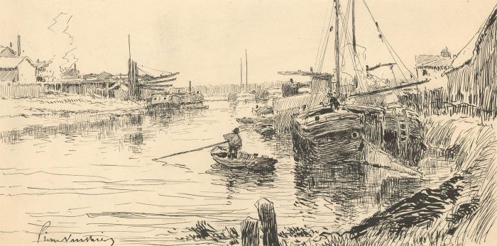 Attrib. Pierre Louis Léger Vauthier (1845-1916) - Signed India Ink, River Life