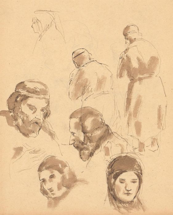 Late 19th Century Pen and Ink Drawing - Portrait Studies