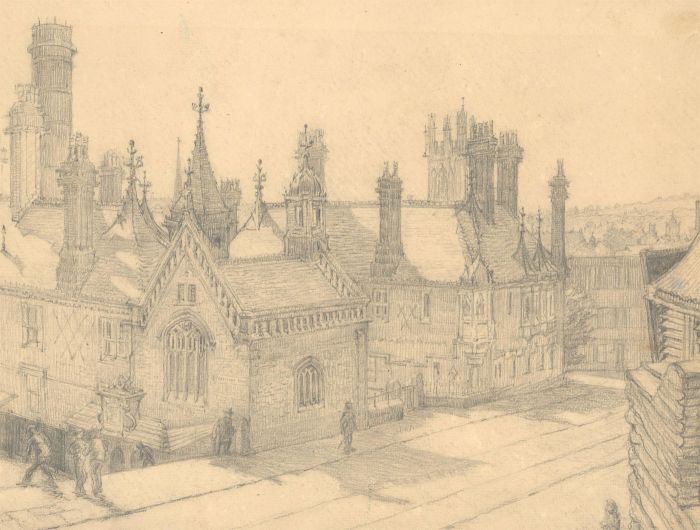 Ada Maud Parsons - Signed 1966 Graphite Drawing, The Christmas Steps, Bristol