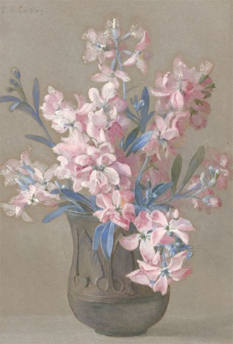 L.H. Laidlay - Mid 20th Century Gouache, Pink Flowers