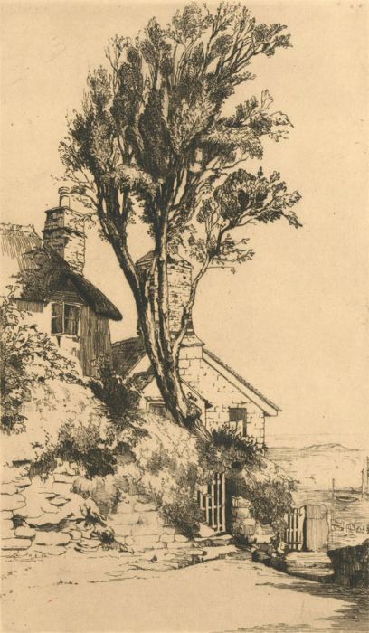 Katharine Powell - Mid 20th Century Etching, Shelley's Cottage, Lynmouth