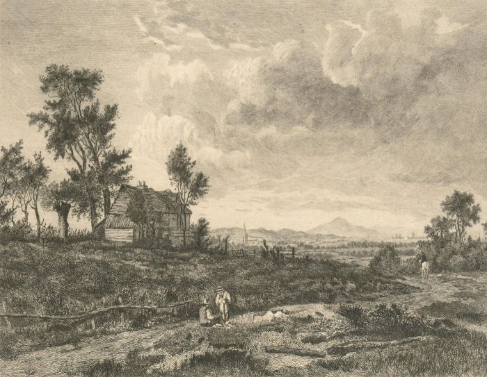 Mid 20th Century Etching - Rural Landscape with Figures