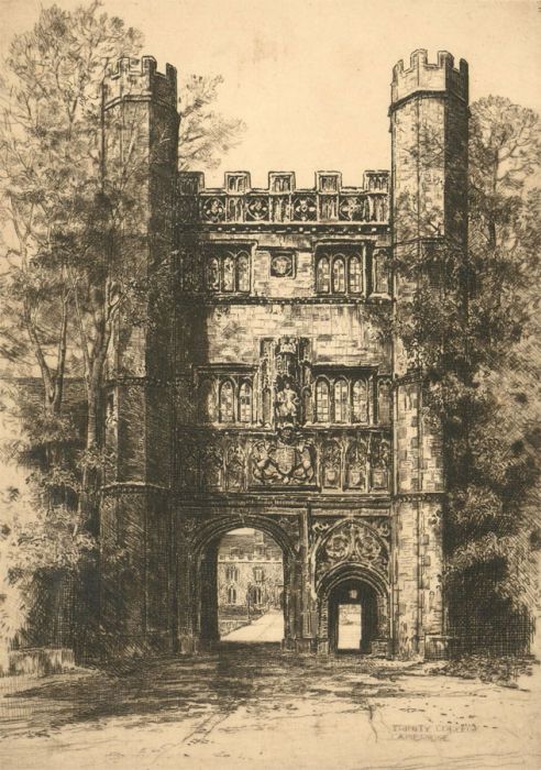 Late 19th Century Etching - Trinity College, Cambridge