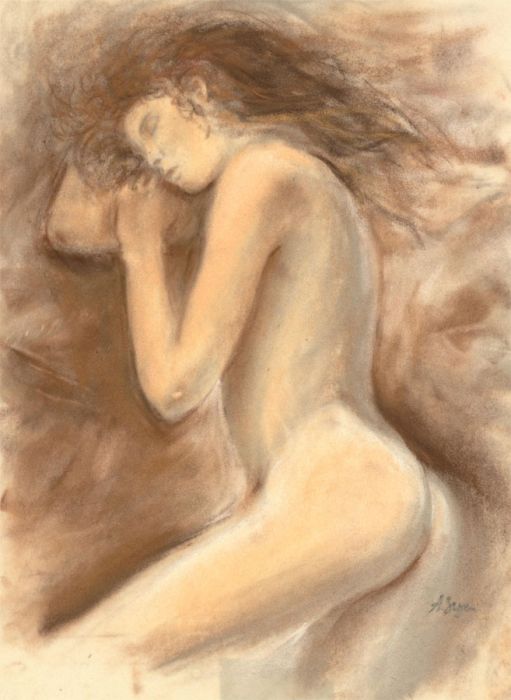 Mid 20th Century Pastel - Sleeping Nude
